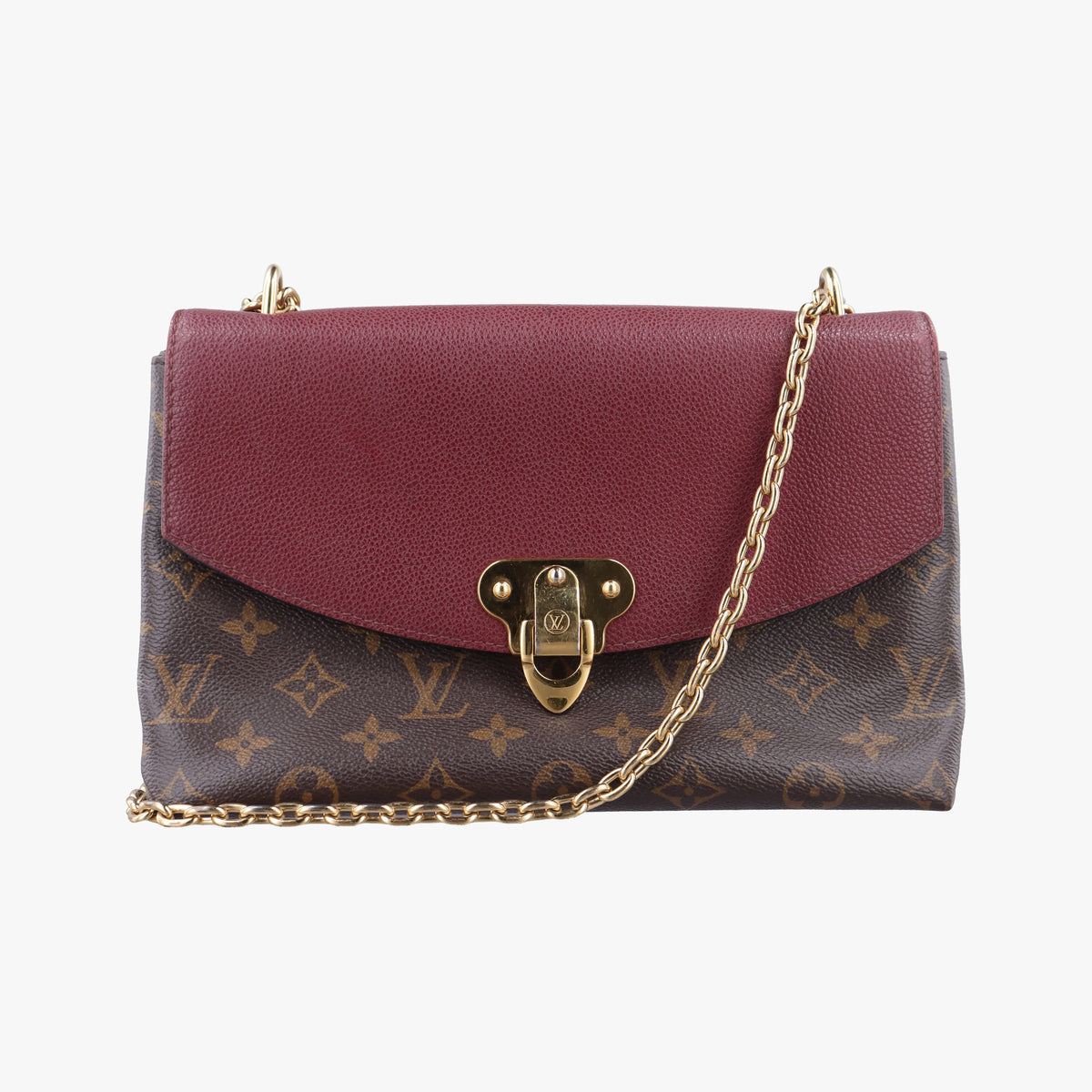 Pre-owned Louis Vuitton SAINT PLACIDE brown×Bordeaux Monogram Canvas×calf leather M43715 shoulderbag | stylenewstar