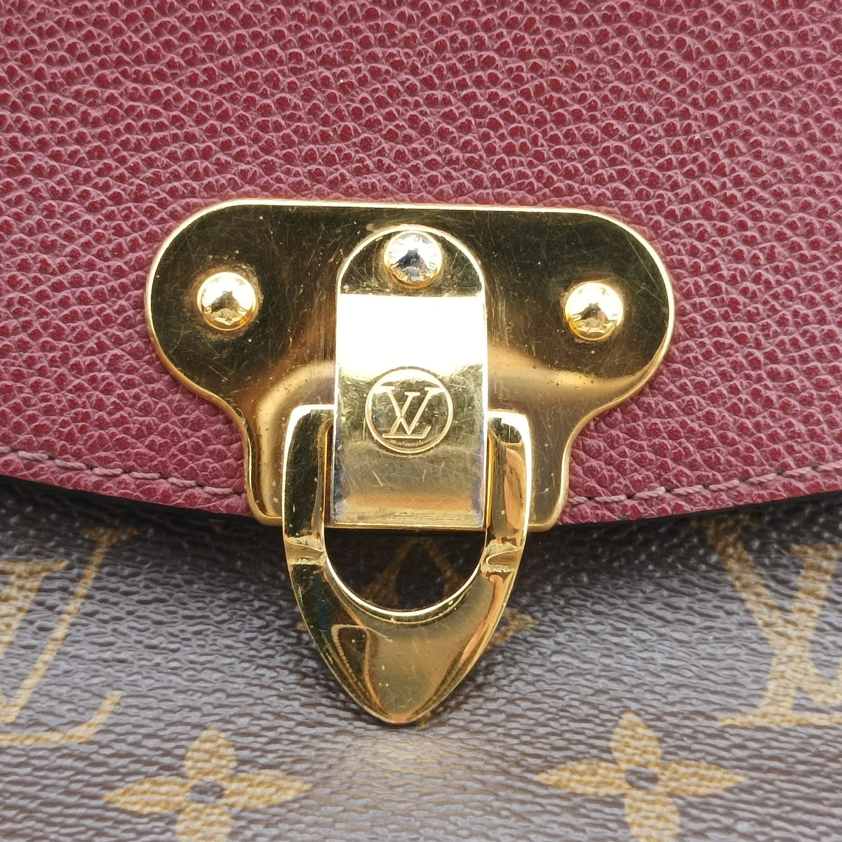 Pre-owned Louis Vuitton SAINT PLACIDE brown×Bordeaux Monogram Canvas×calf leather M43715 shoulderbag | stylenewstar
