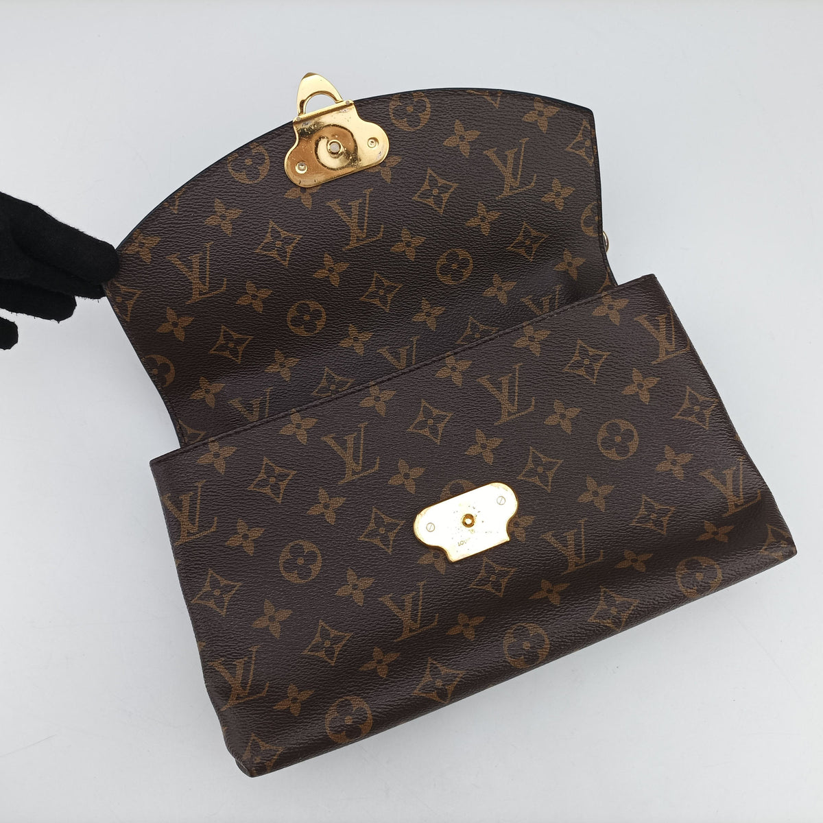 Pre-owned Louis Vuitton SAINT PLACIDE brown×Bordeaux Monogram Canvas×calf leather M43715 shoulderbag | stylenewstar