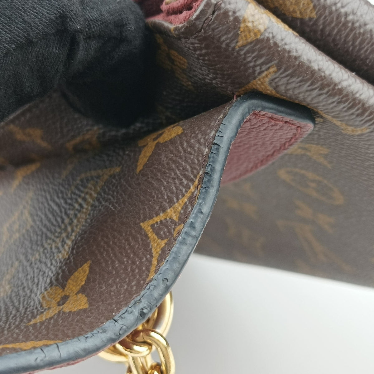 Pre-owned Louis Vuitton SAINT PLACIDE brown×Bordeaux Monogram Canvas×calf leather M43715 shoulderbag | stylenewstar