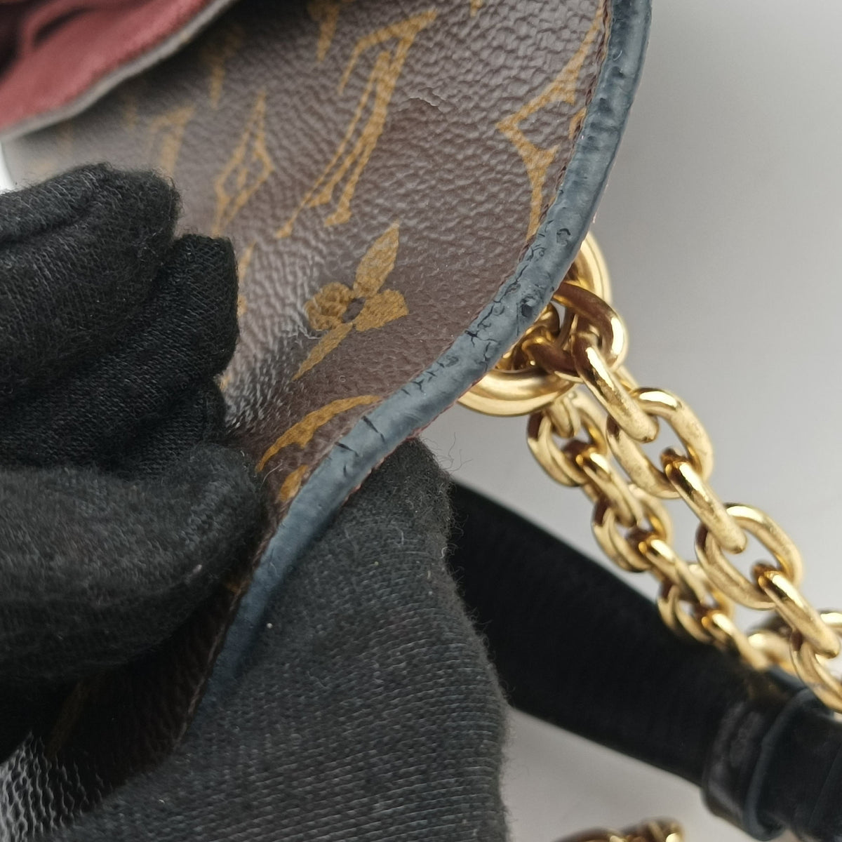 Pre-owned Louis Vuitton SAINT PLACIDE brown×Bordeaux Monogram Canvas×calf leather M43715 shoulderbag | stylenewstar