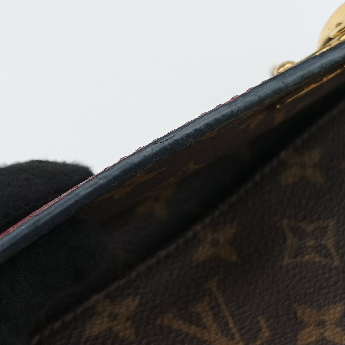 Pre-owned Louis Vuitton SAINT PLACIDE brown×Bordeaux Monogram Canvas×calf leather M43715 shoulderbag | stylenewstar