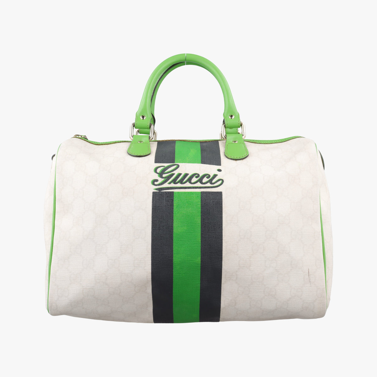 Pre-owned Gucci UNICEF Joy Green x White x Black PVC coated canvas 189895 handbag | stylenewstar