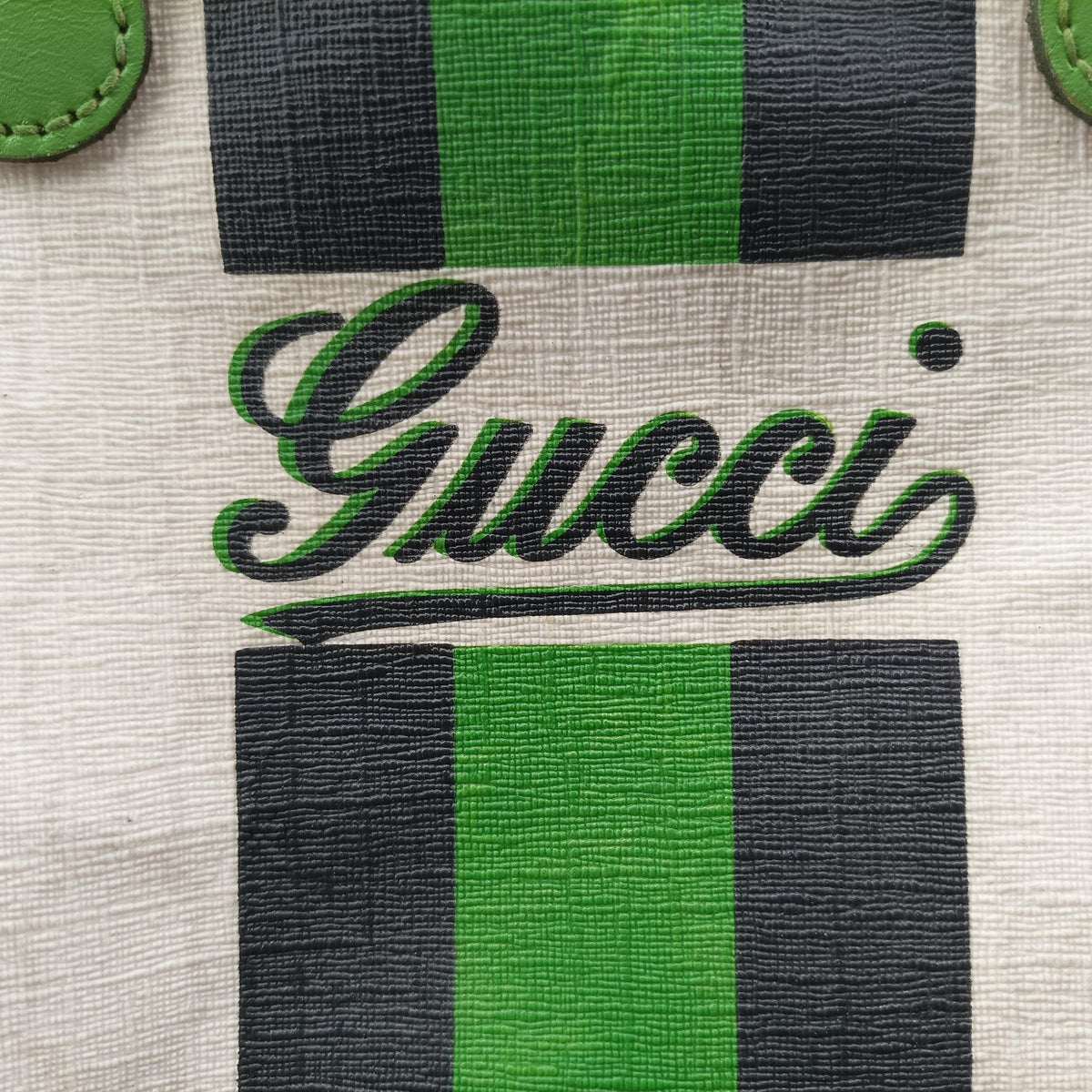 Pre-owned Gucci UNICEF Joy Green x White x Black PVC coated canvas 189895 handbag | stylenewstar
