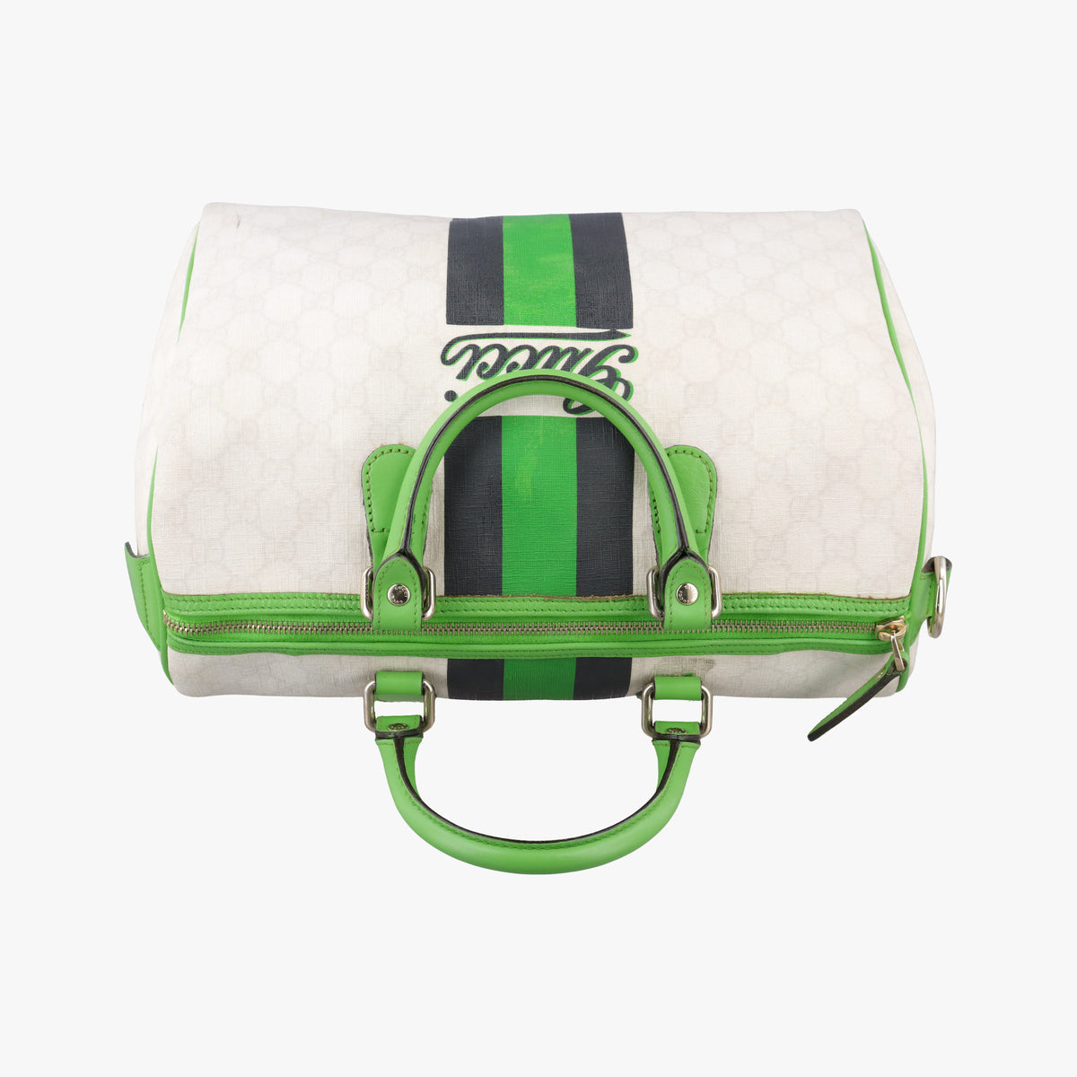 Pre-owned Gucci UNICEF Joy Green x White x Black PVC coated canvas 189895 handbag | stylenewstar