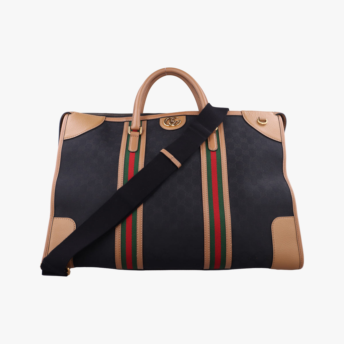 Pre-owned Gucci Ophidia Black×Brown canvas×leather 715773 shoulderbag | stylenewstar