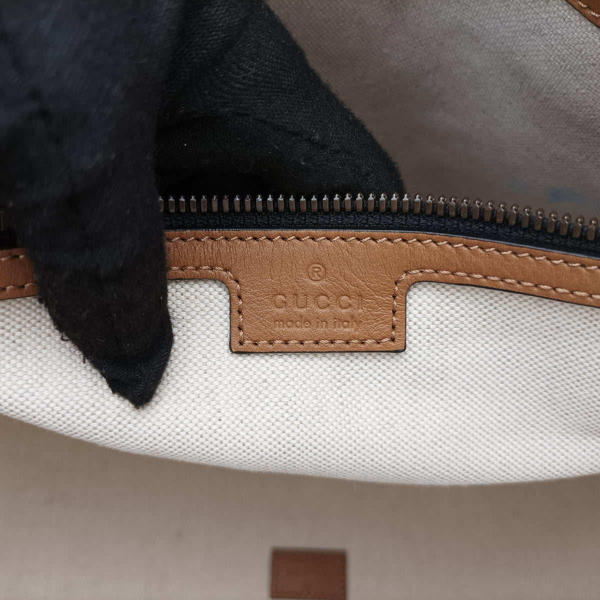 Pre-owned Gucci Ophidia Black×Brown canvas×leather 715773 shoulderbag | stylenewstar