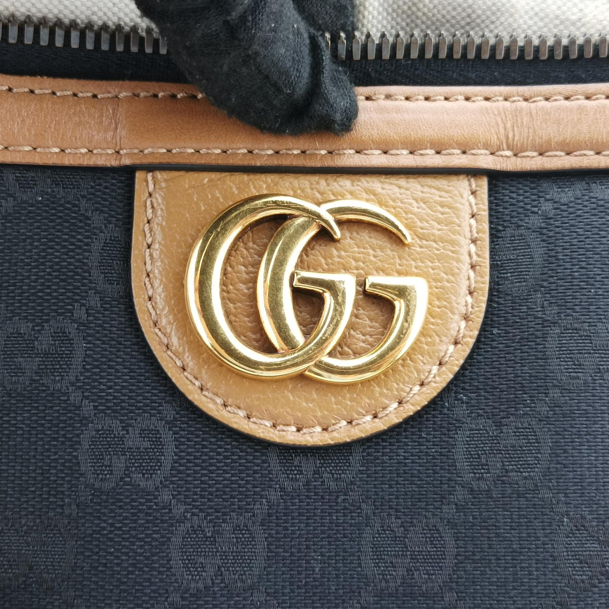 Pre-owned Gucci Ophidia Black×Brown canvas×leather 715773 shoulderbag | stylenewstar