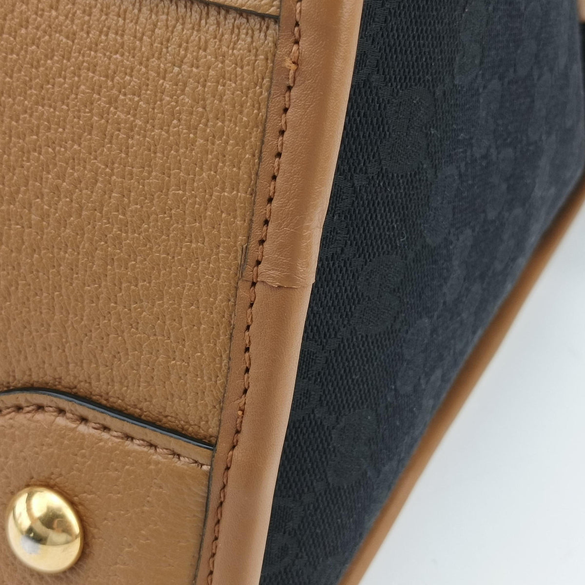 Pre-owned Gucci Ophidia Black×Brown canvas×leather 715773 shoulderbag | stylenewstar