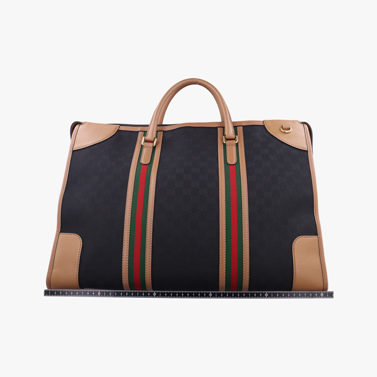 Pre-owned Gucci Ophidia Black×Brown canvas×leather 715773 shoulderbag | stylenewstar