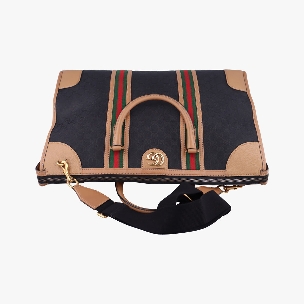 Pre-owned Gucci Ophidia Black×Brown canvas×leather 715773 shoulderbag | stylenewstar