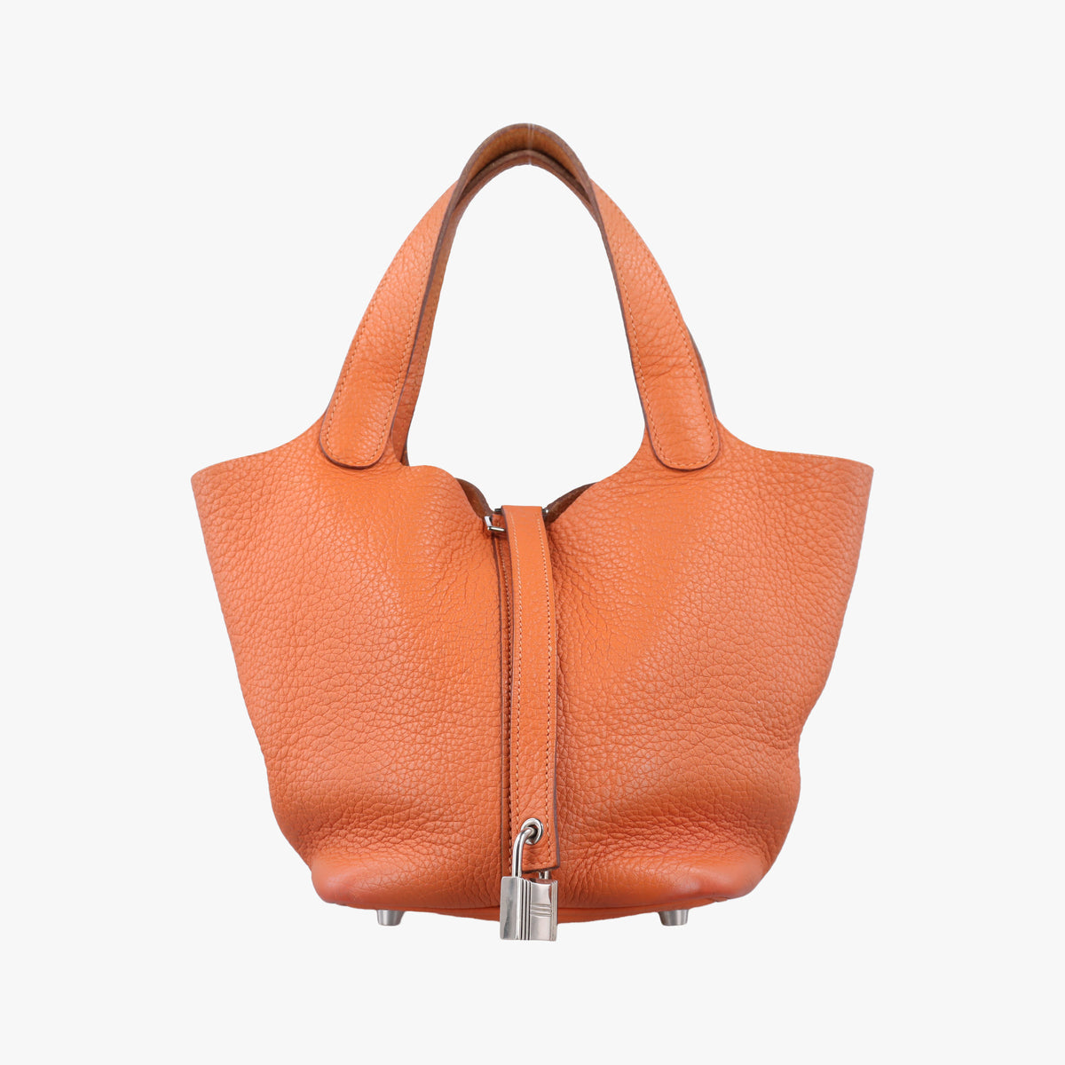 Pre-owned Hermes Picotin Lock Orange Taurillon Clemence  handbag | stylenewstar