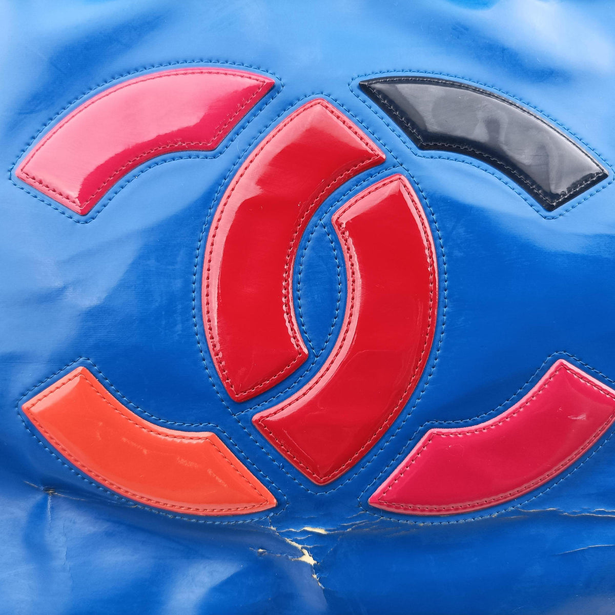Vintage Chanel Cocomark Shopping Blue Patent Leather  shoulderbag | stylenewstar