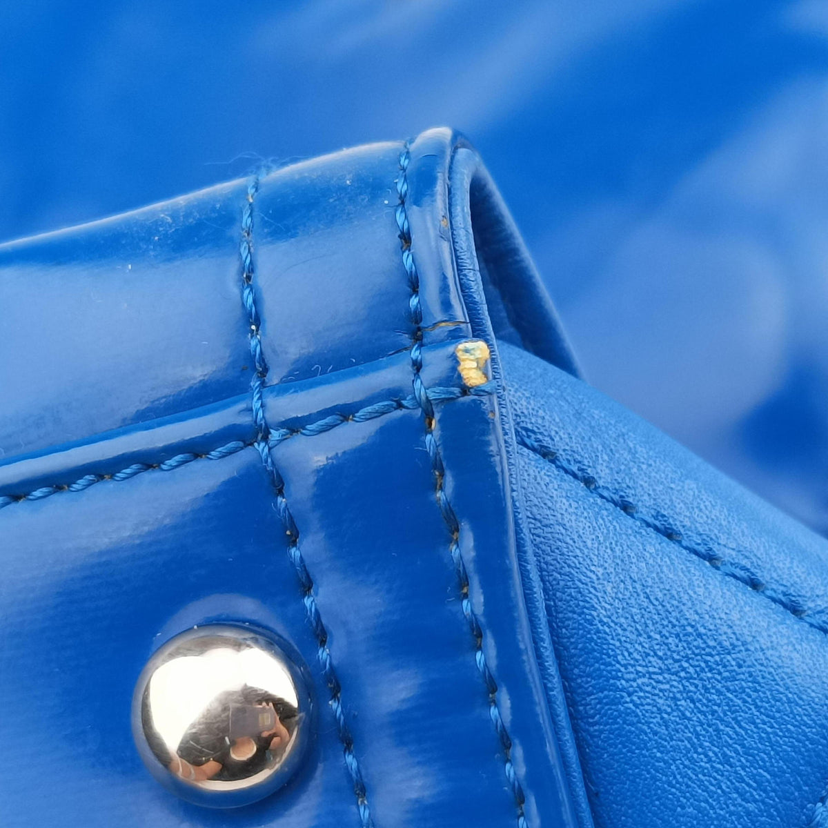 Vintage Chanel Cocomark Shopping Blue Patent Leather  shoulderbag | stylenewstar
