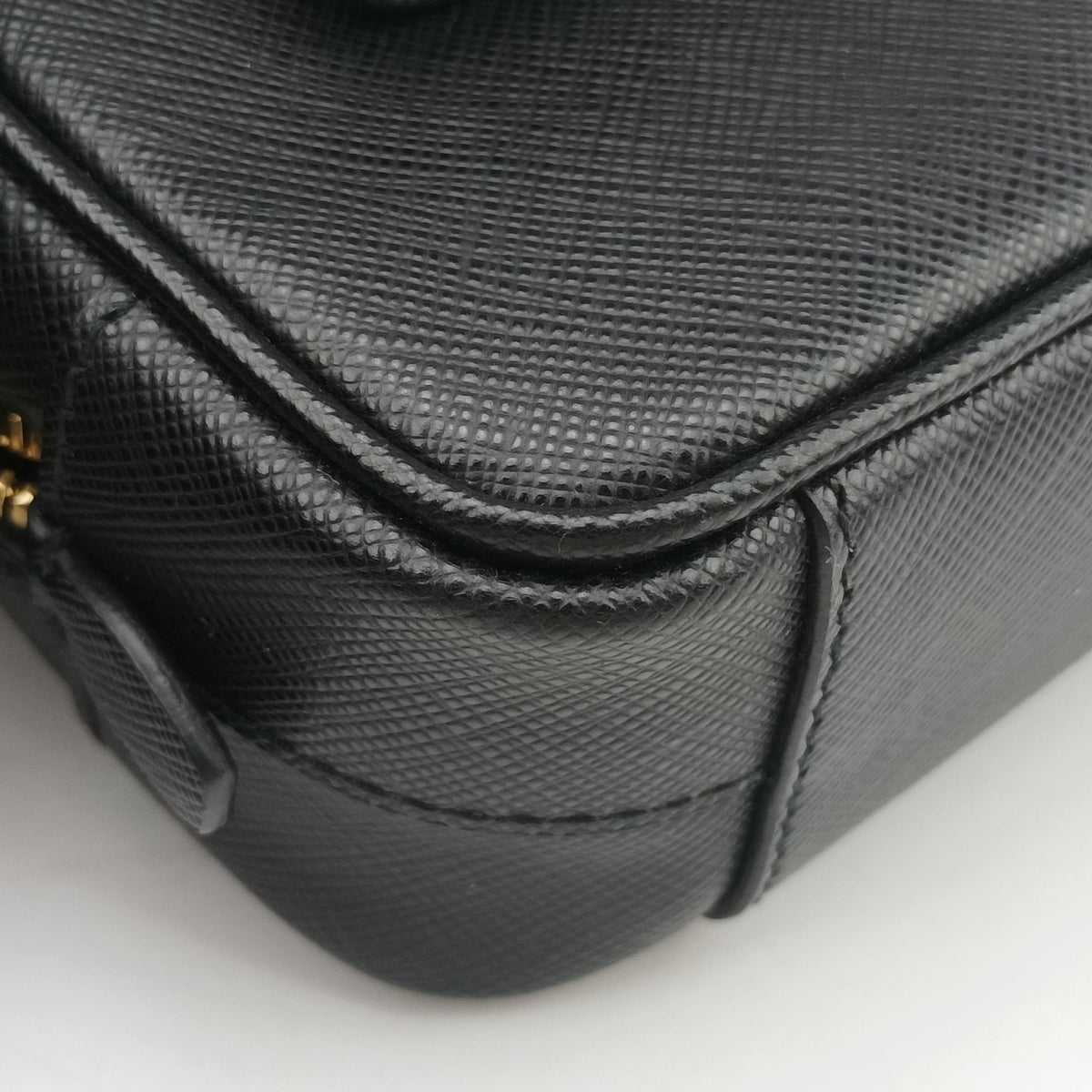 Pre-owned Prada Ribbon Mini Pochette Black SAFFIANO Leather 1NF674 clutchbag | stylenewstar