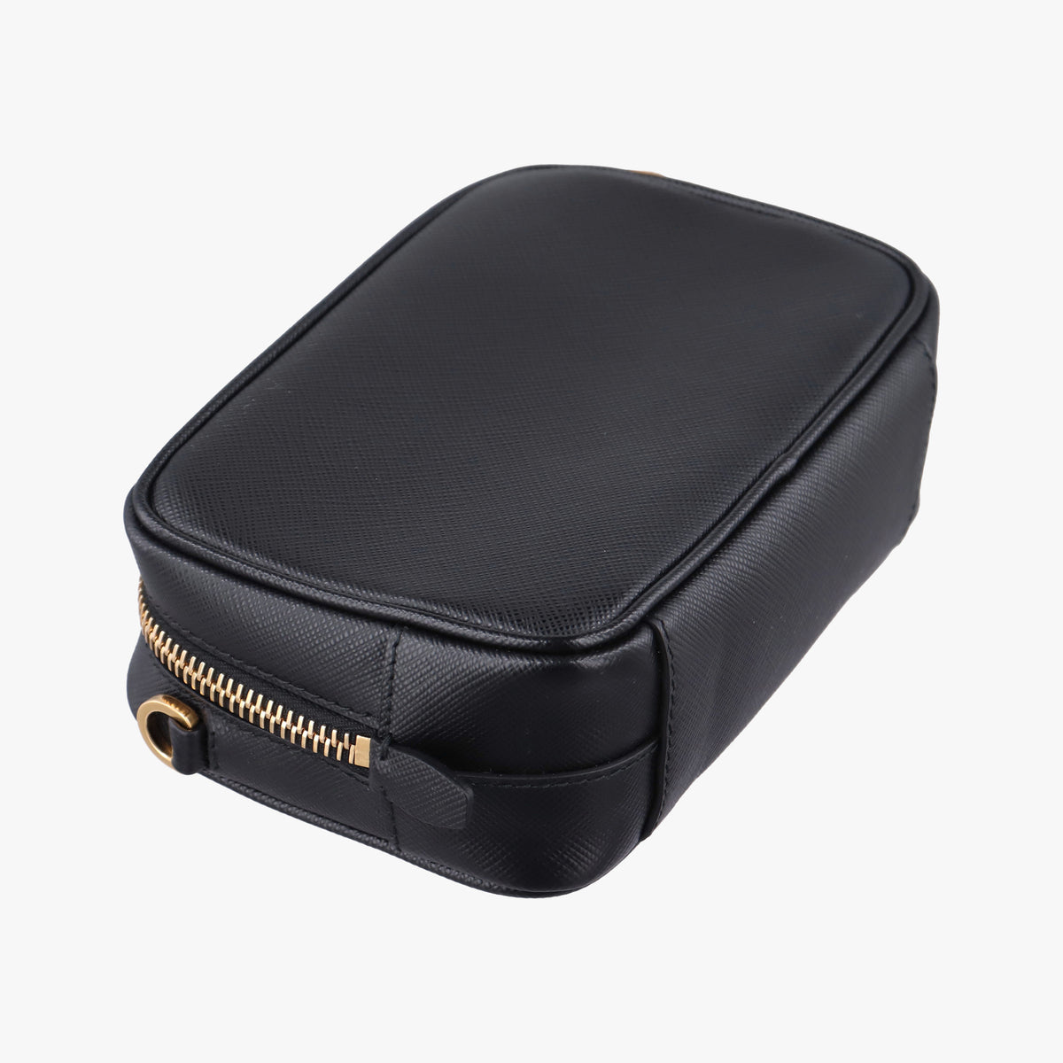 Pre-owned Prada Ribbon Mini Pochette Black SAFFIANO Leather 1NF674 clutchbag | stylenewstar