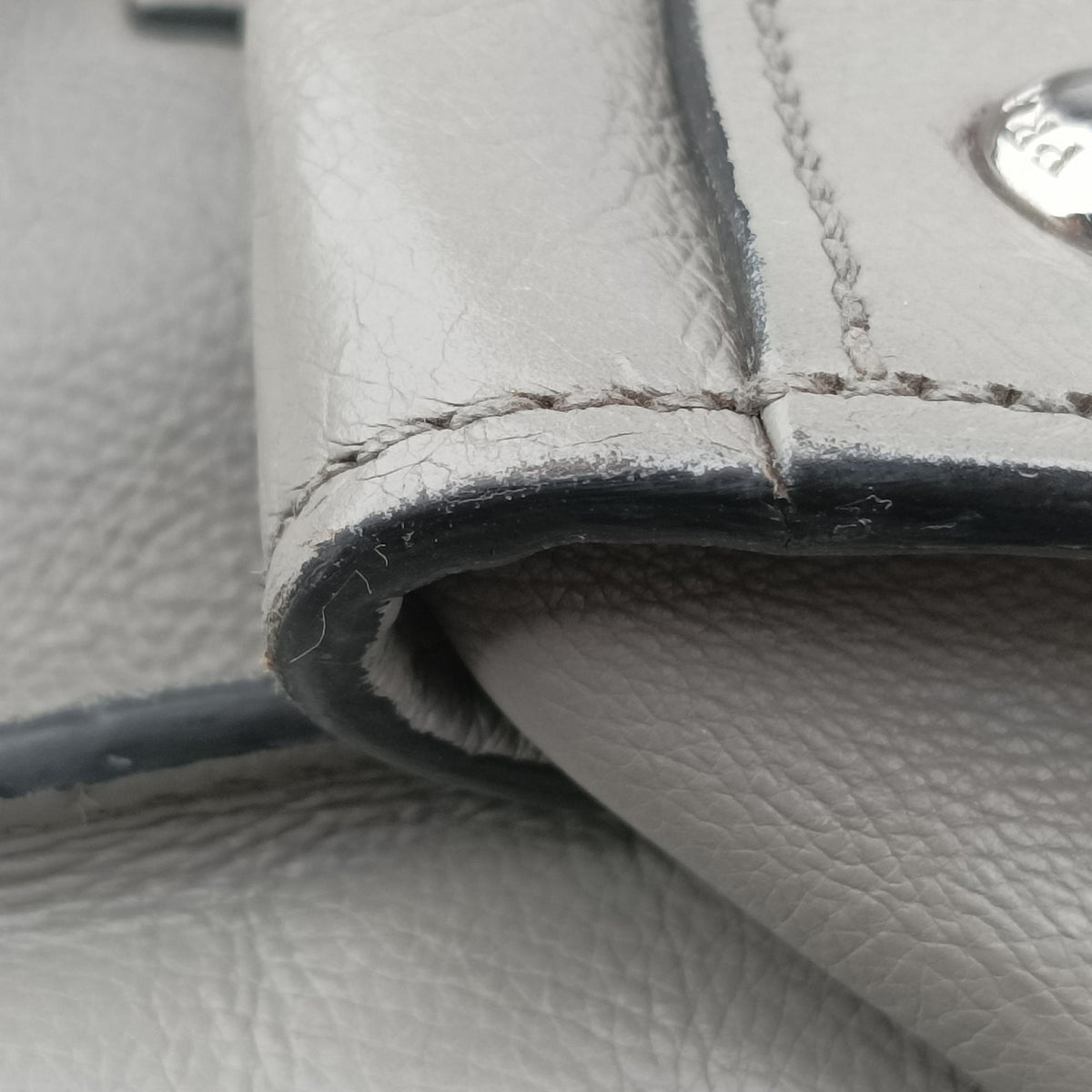 Pre-owned Prada Glace Twin Pocket Tote Grey leather B2625M handbag | stylenewstar