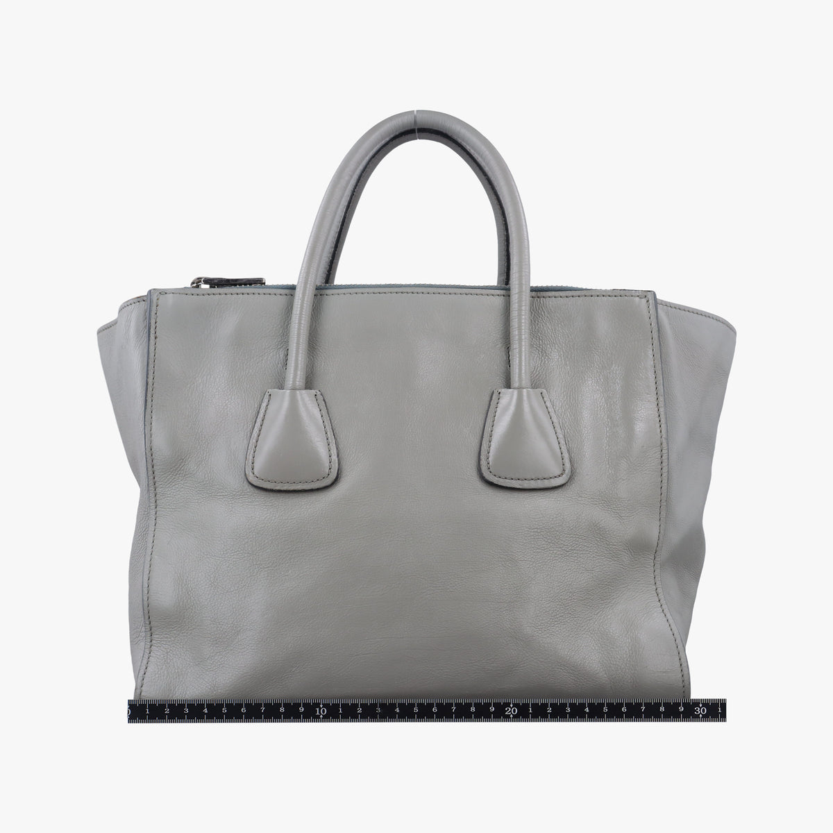 Pre-owned Prada Glace Twin Pocket Tote Grey leather B2625M handbag | stylenewstar