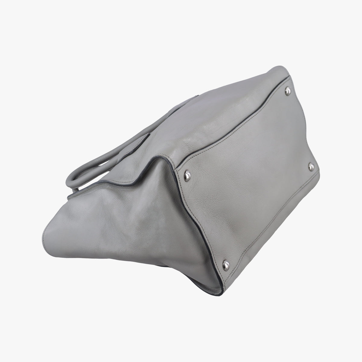 Pre-owned Prada Glace Twin Pocket Tote Grey leather B2625M handbag | stylenewstar