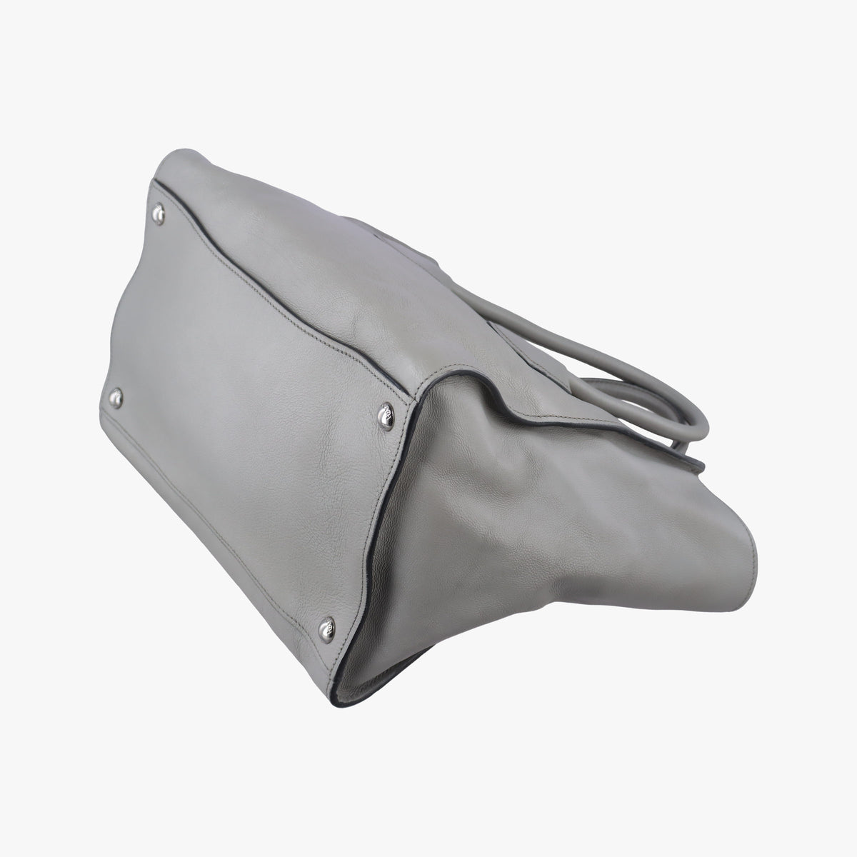 Pre-owned Prada Glace Twin Pocket Tote Grey leather B2625M handbag | stylenewstar