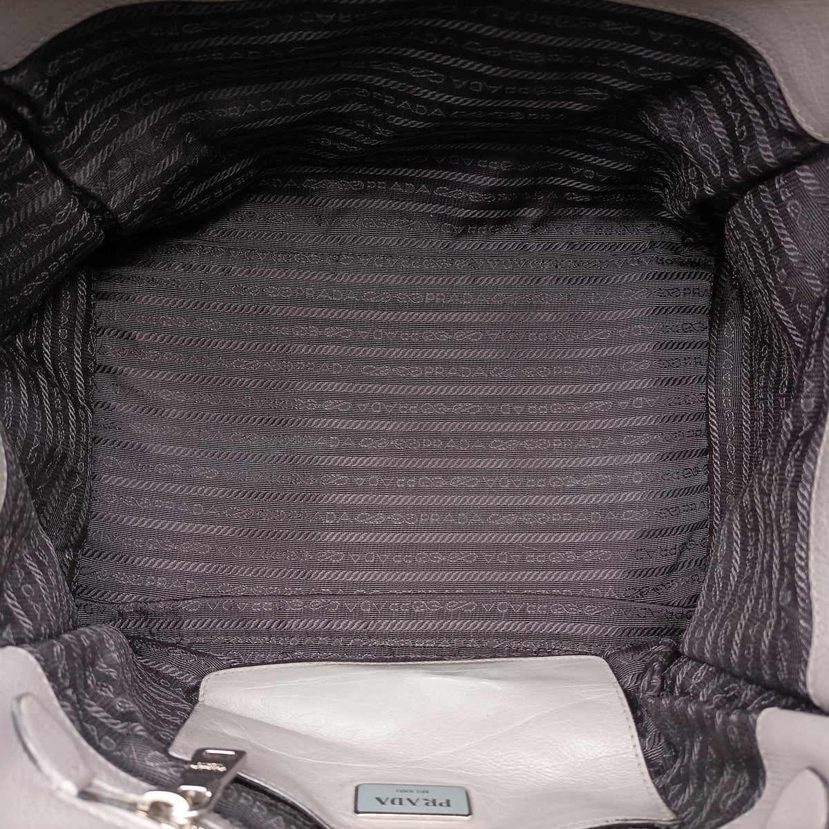 Pre-owned Prada Glace Twin Pocket Tote Grey leather B2625M handbag | stylenewstar