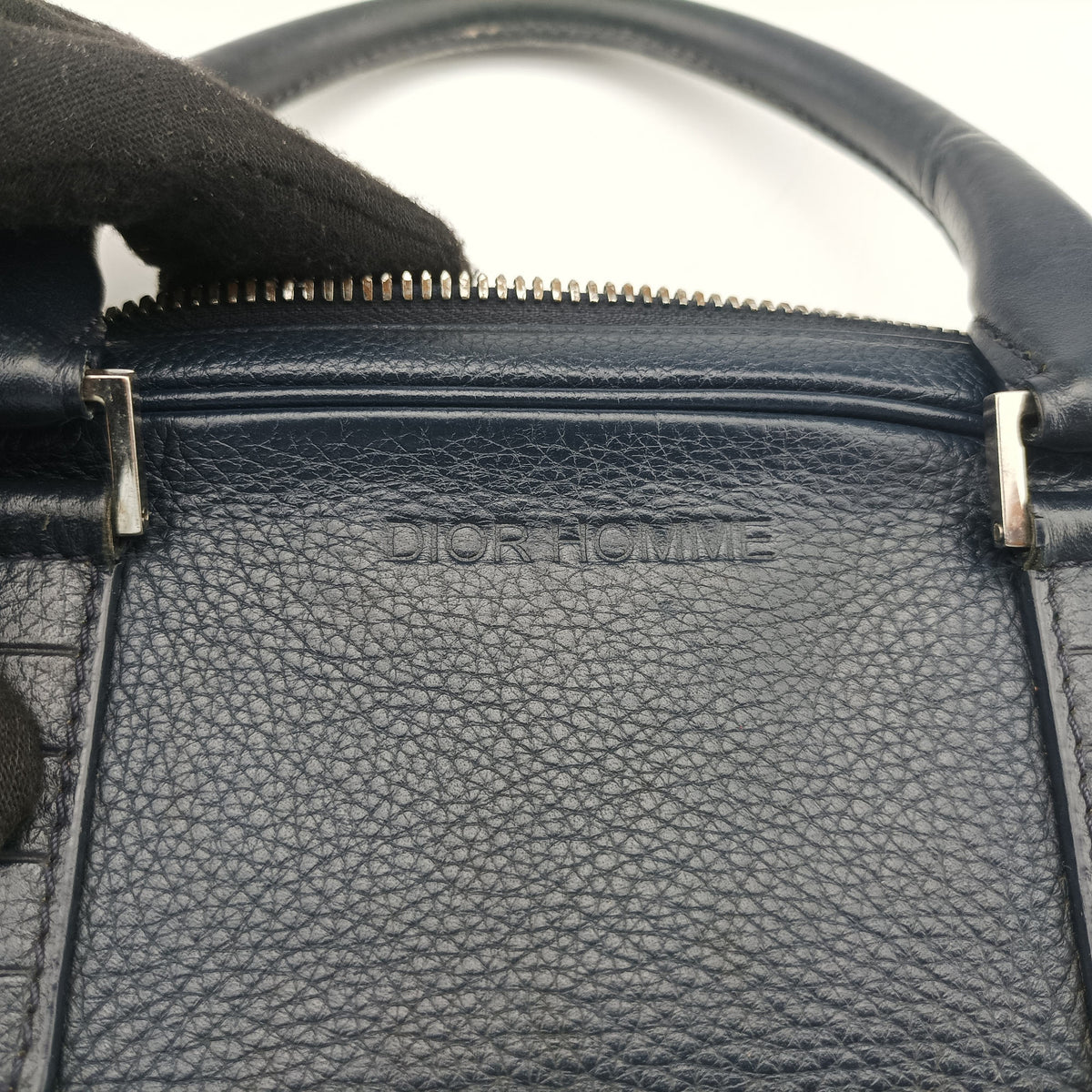 Pre-owned Dior Homme Zip Briefcase Navy leather  shoulderbag | stylenewstar