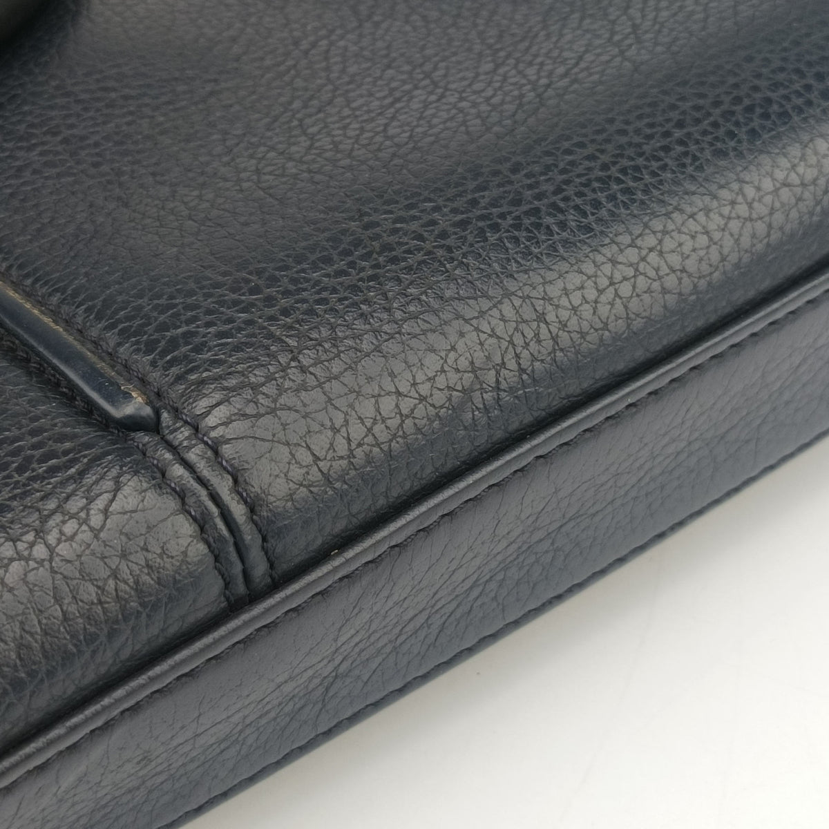 Pre-owned Dior Homme Zip Briefcase Navy leather  shoulderbag | stylenewstar