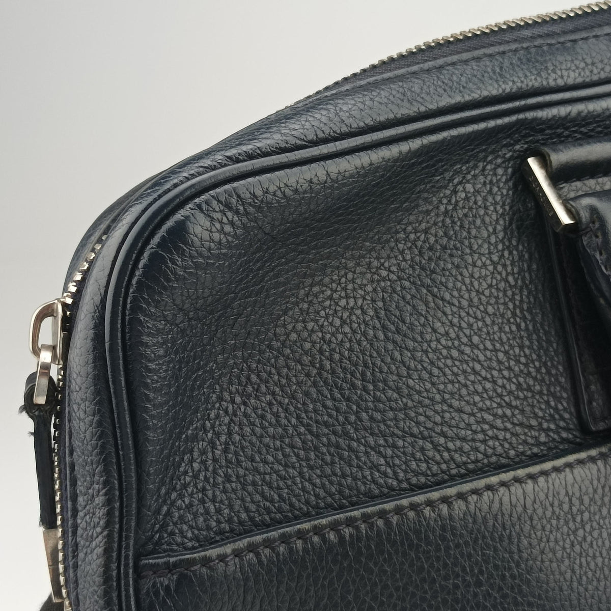 Pre-owned Dior Homme Zip Briefcase Navy leather  shoulderbag | stylenewstar