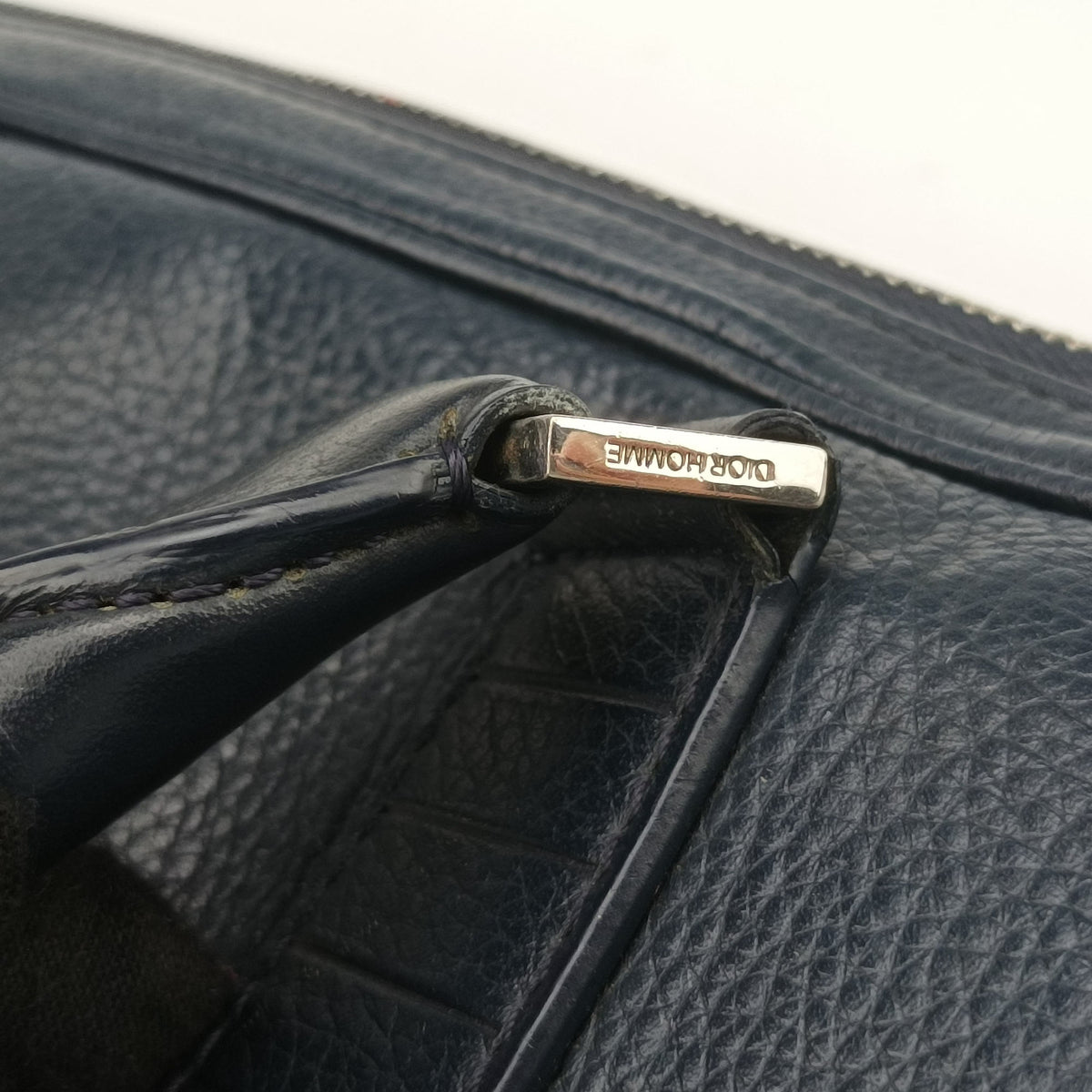 Pre-owned Dior Homme Zip Briefcase Navy leather  shoulderbag | stylenewstar