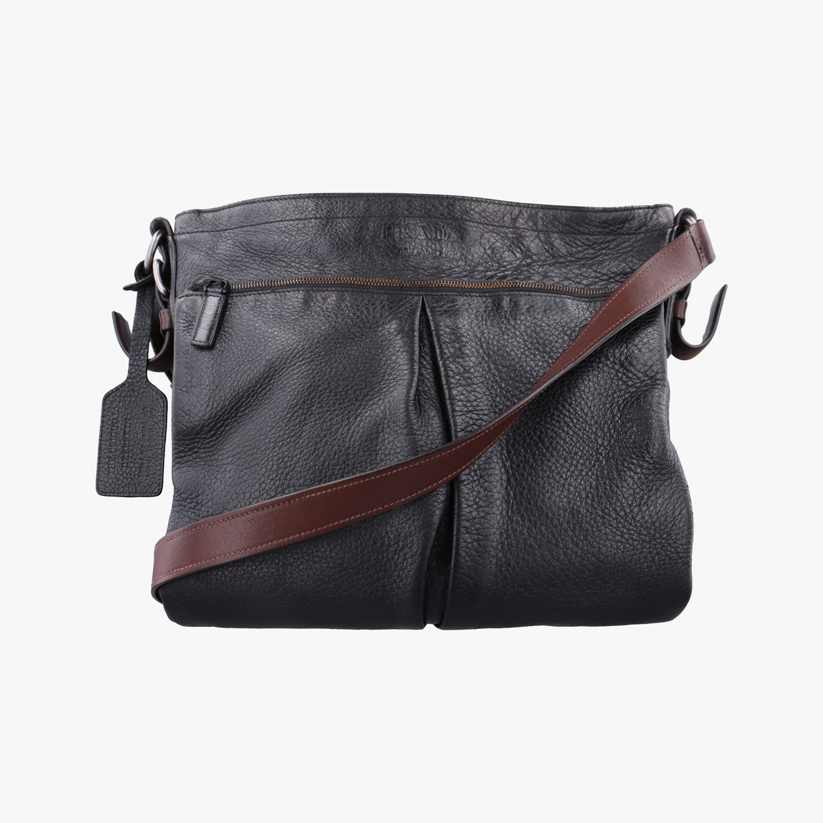 Pre-owned Prada Logo Black Leather VA0802 shoulderbag | stylenewstar