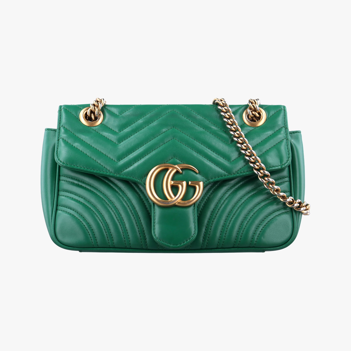 Pre-owned Gucci GG Marmont Green Leather 443497 shoulderbag | stylenewstar