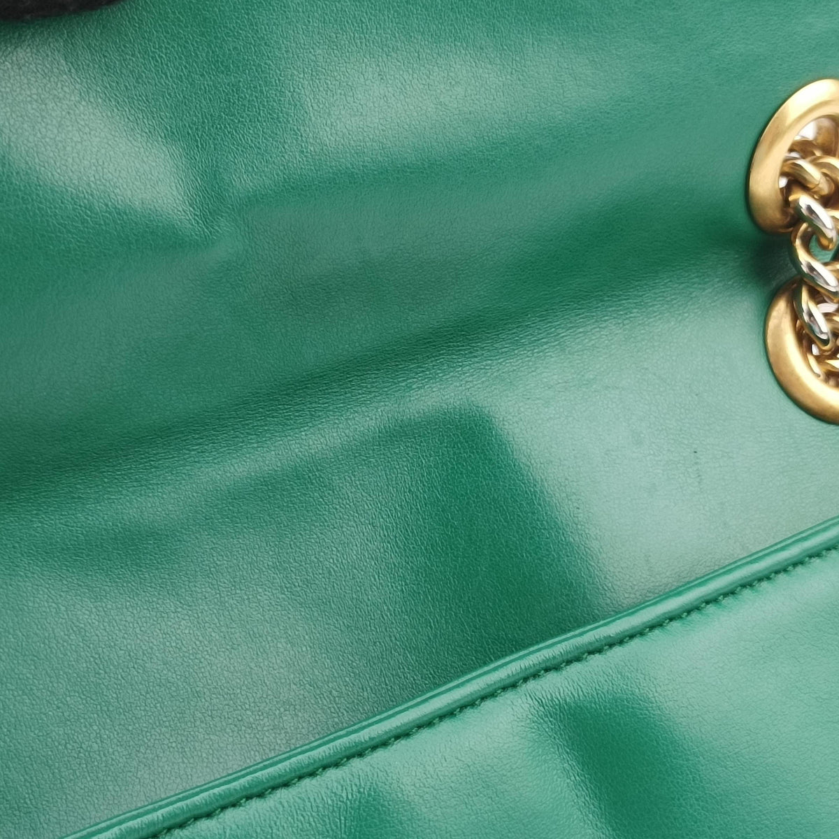 Pre-owned Gucci GG Marmont Green Leather 443497 shoulderbag | stylenewstar