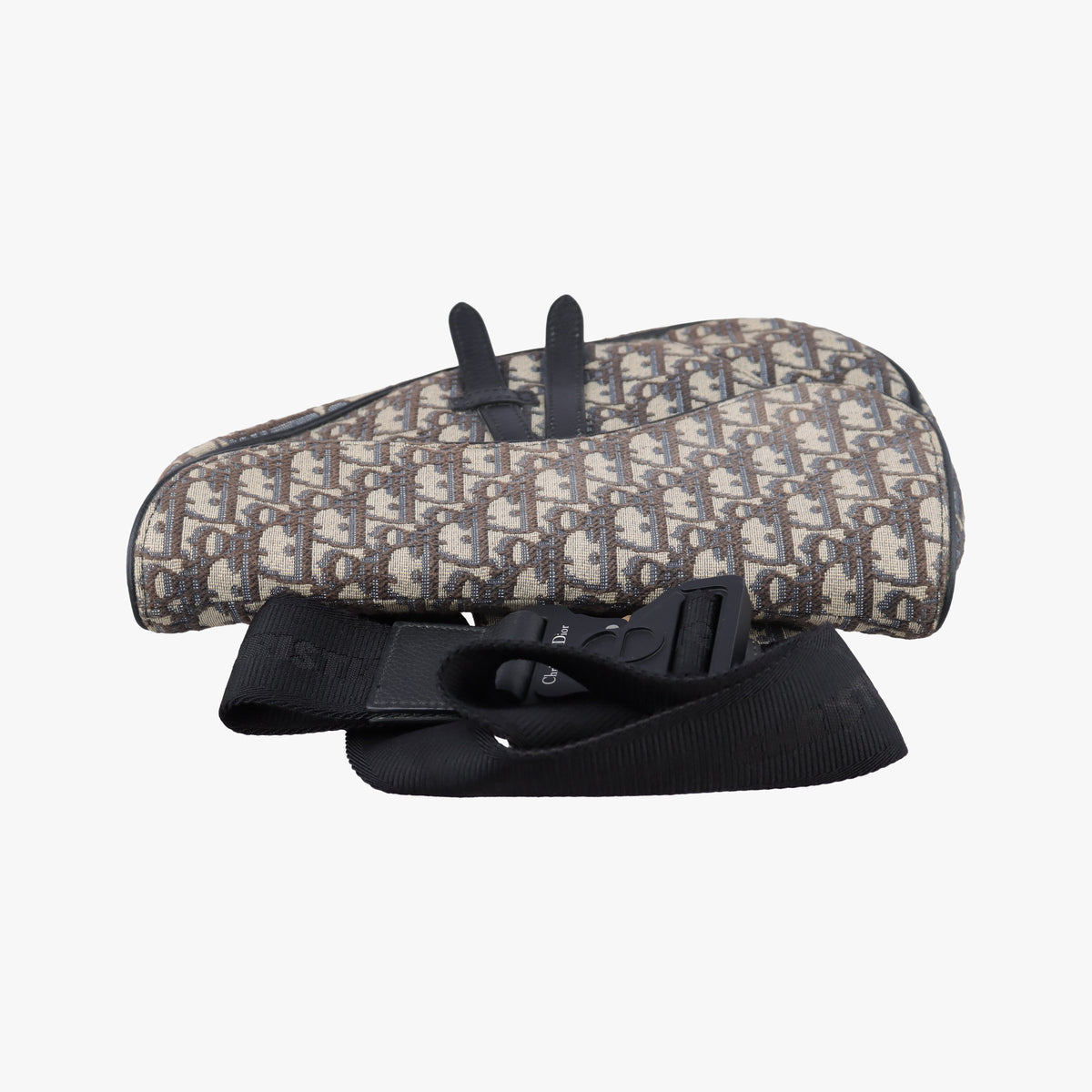 Vintage Christian Dior saddle Navy Jacquard×Leather  bum bag/waist bag | stylenewstar