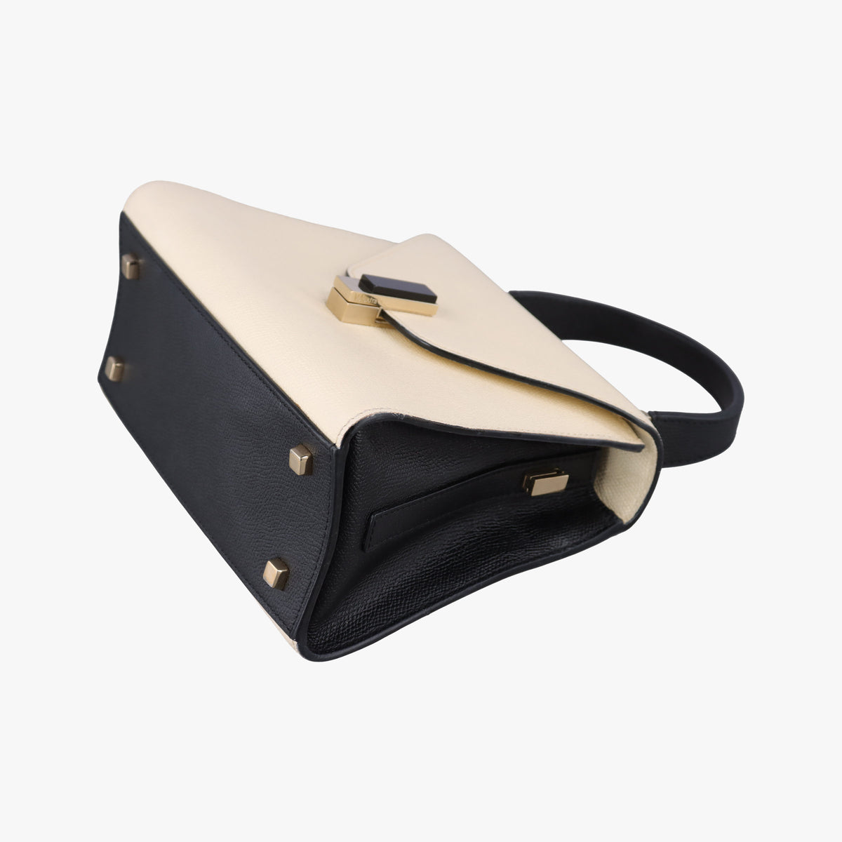 Pre-owned Valextra Iside White × Black Calfskin  shoulderbag | stylenewstar