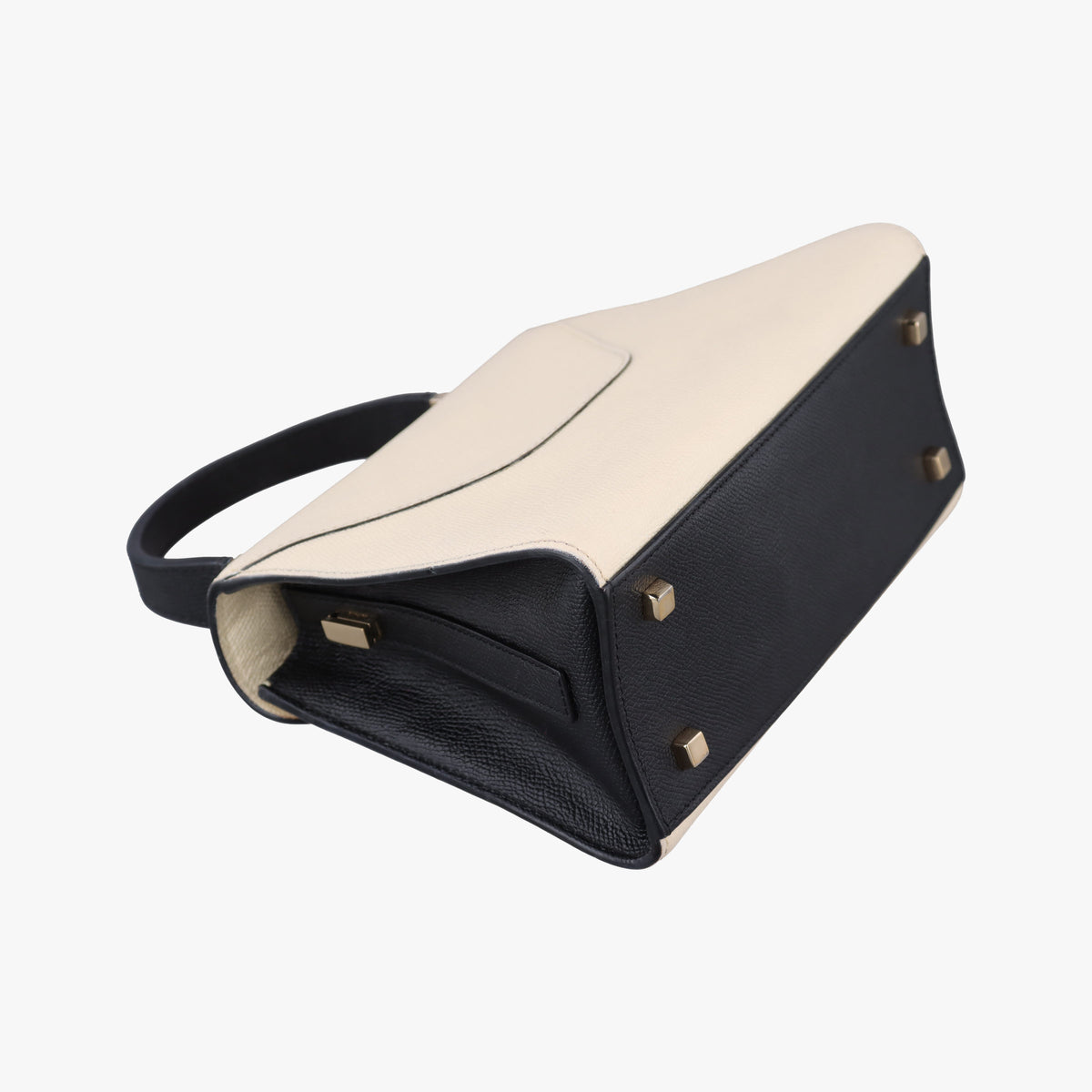 Pre-owned Valextra Iside White × Black Calfskin  shoulderbag | stylenewstar