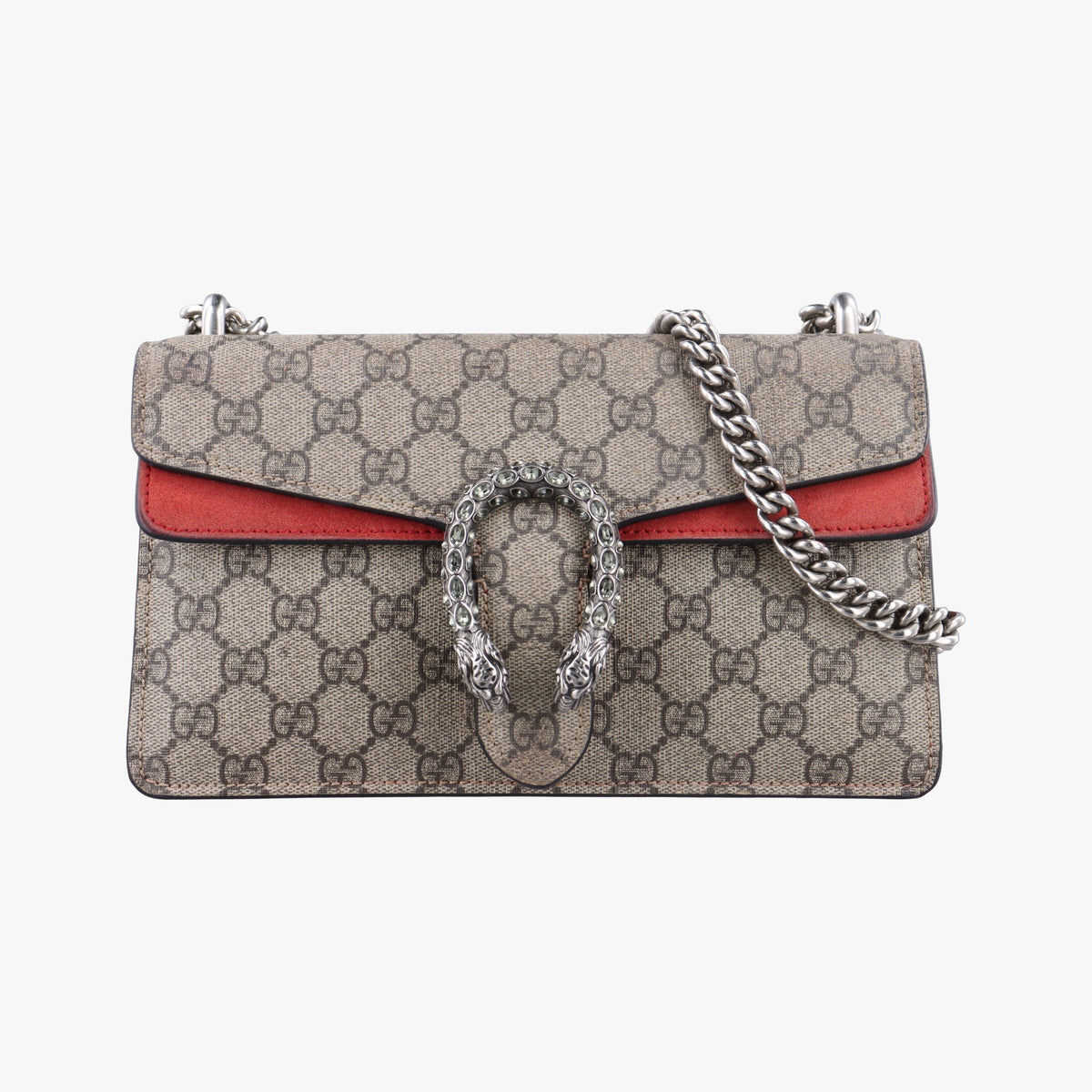 Pre-owned Gucci Dionysus beige×red PVC coated canvas × suede 499623 shoulderbag | stylenewstar