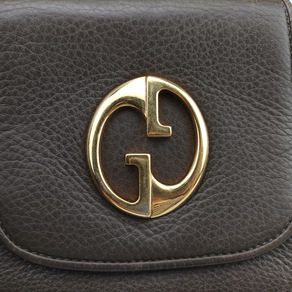 Vintage Gucci 1973 Double G Brown Leather 251821 shoulderbag | stylenewstar