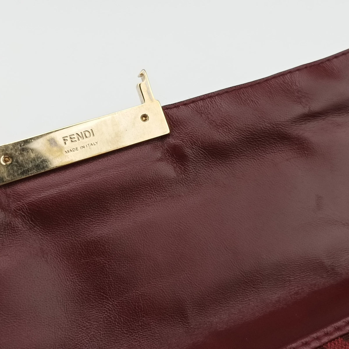 Secondhand Fendi Baguette Chain Flap Red Canvas × Leather 8BT139 shoulderbag | stylenewstar