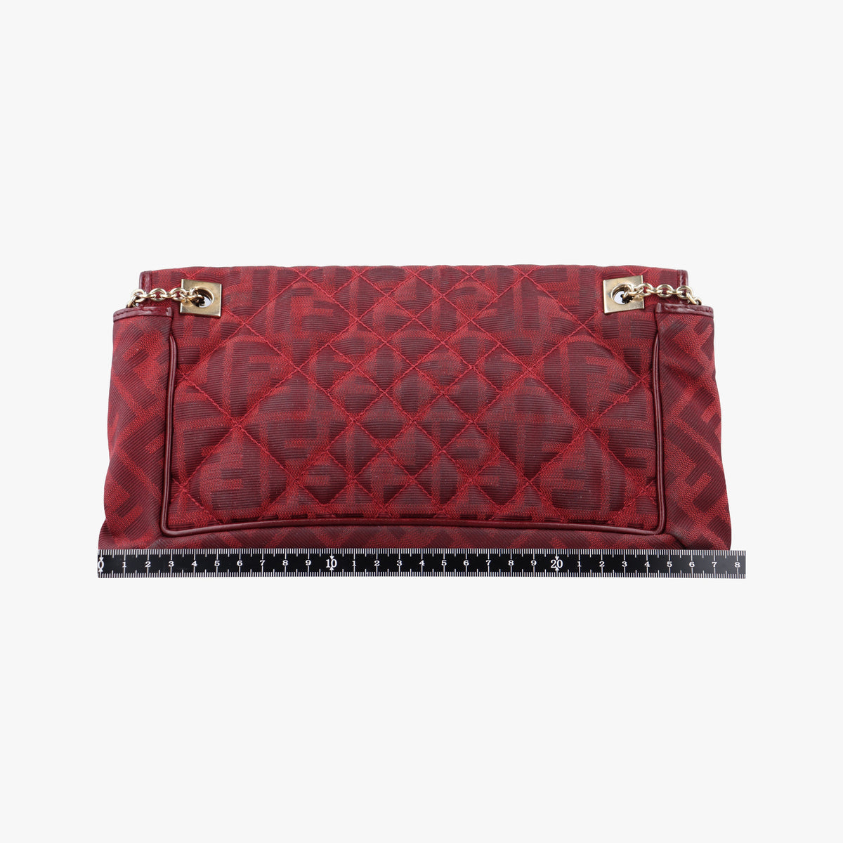 Secondhand Fendi Baguette Chain Flap Red Canvas × Leather 8BT139 shoulderbag | stylenewstar
