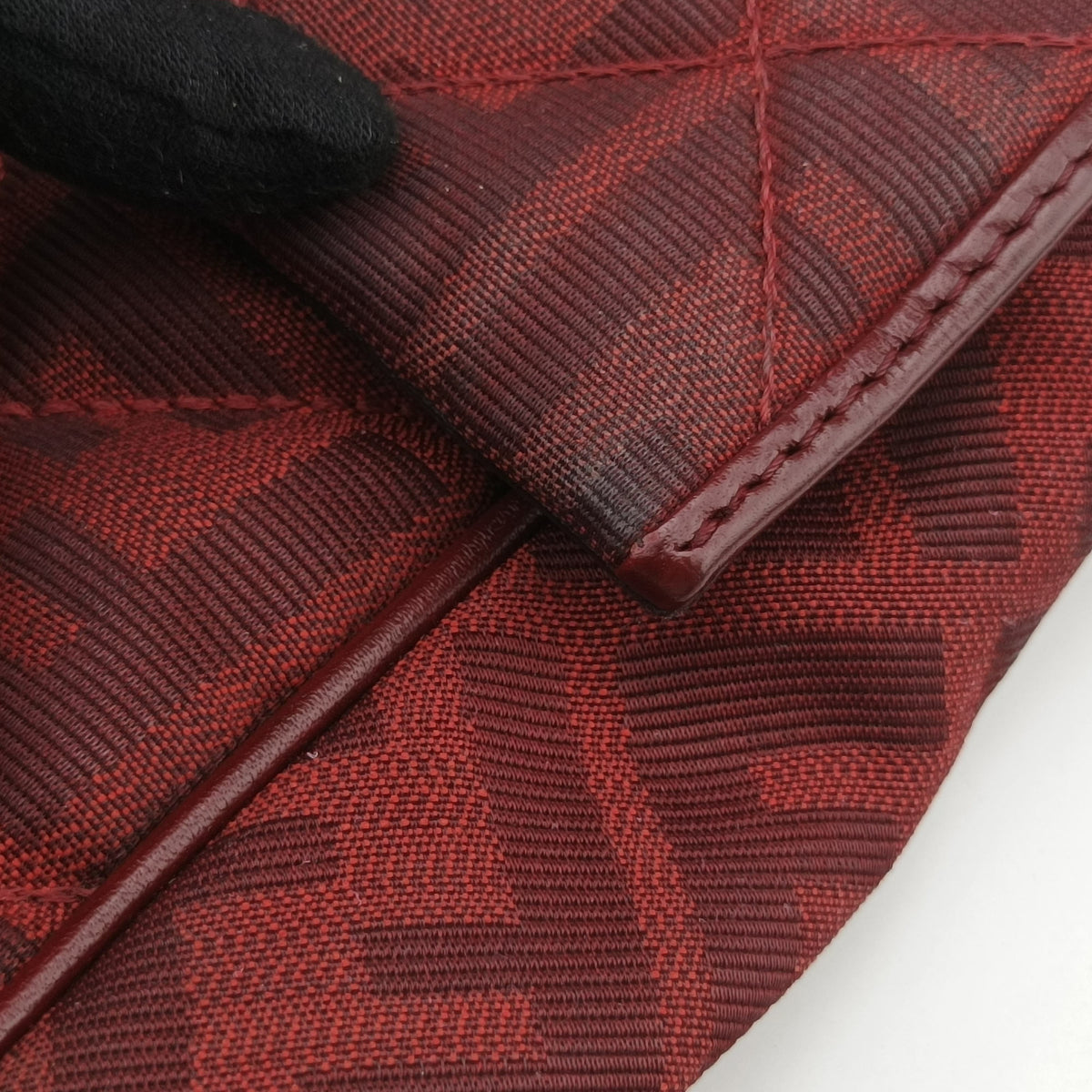 Secondhand Fendi Baguette Chain Flap Red Canvas × Leather 8BT139 shoulderbag | stylenewstar