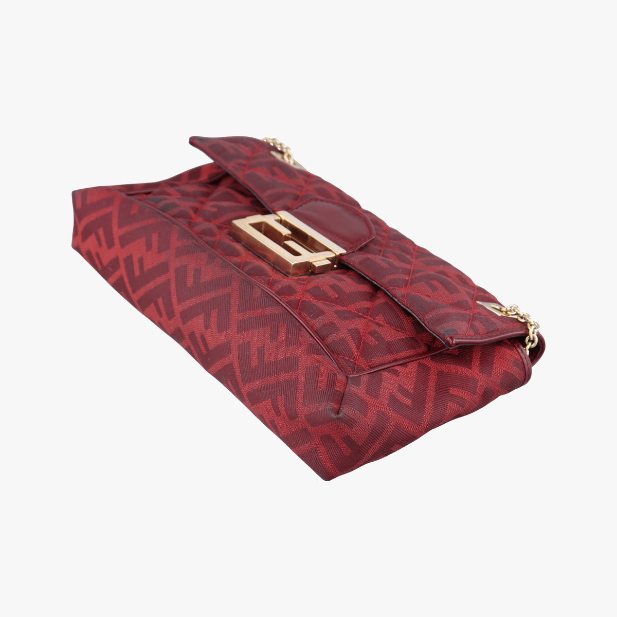 Secondhand Fendi Baguette Chain Flap Red Canvas × Leather 8BT139 shoulderbag | stylenewstar