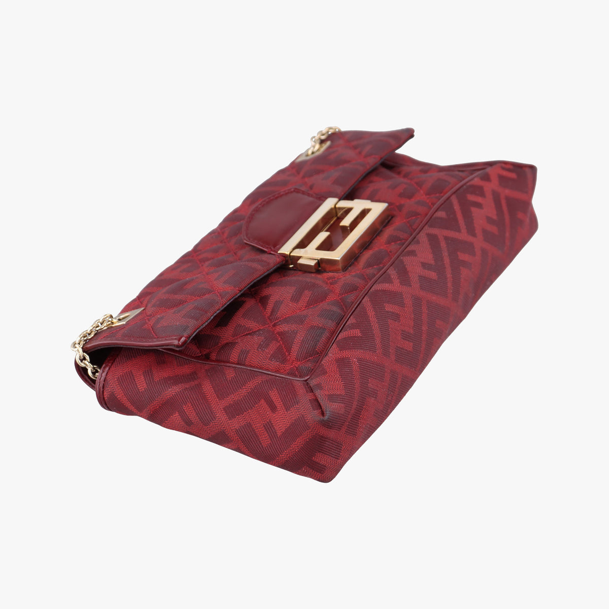 Secondhand Fendi Baguette Chain Flap Red Canvas × Leather 8BT139 shoulderbag | stylenewstar