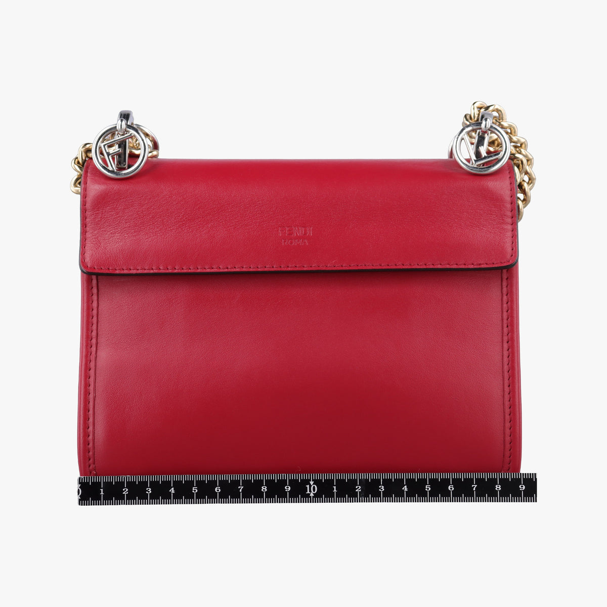 Pre-owned Fendi KAN I F Red Leather 8BT286 shoulderbag | stylenewstar