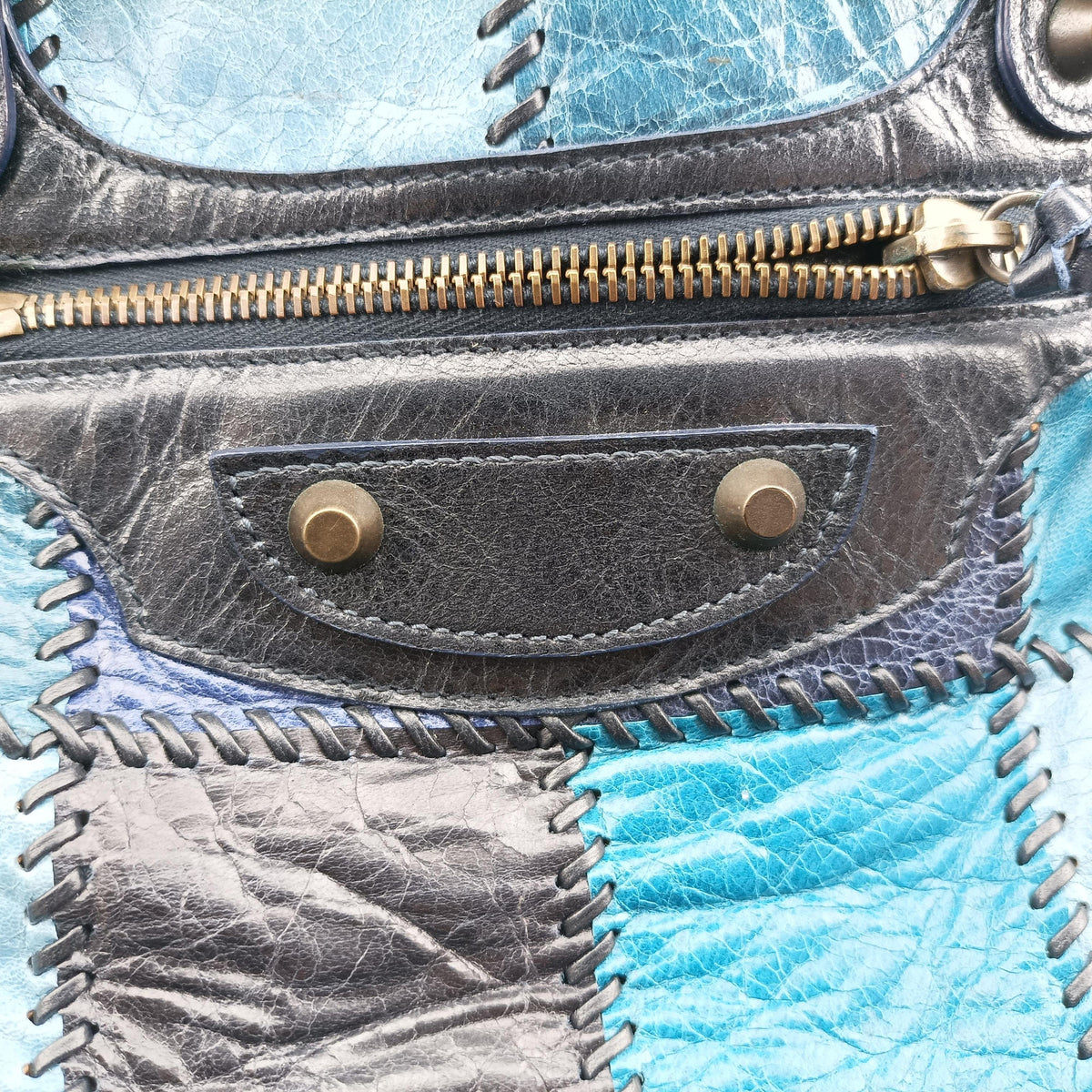 Vintage Balenciaga Sunday Tote Blue Leather  handbag | stylenewstar