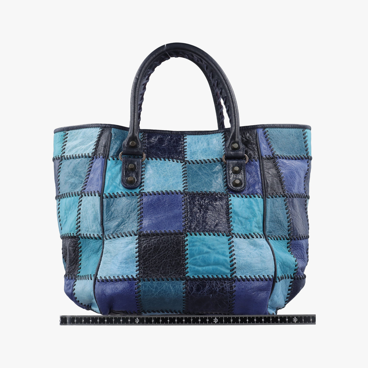 Vintage Balenciaga Sunday Tote Blue Leather  handbag | stylenewstar