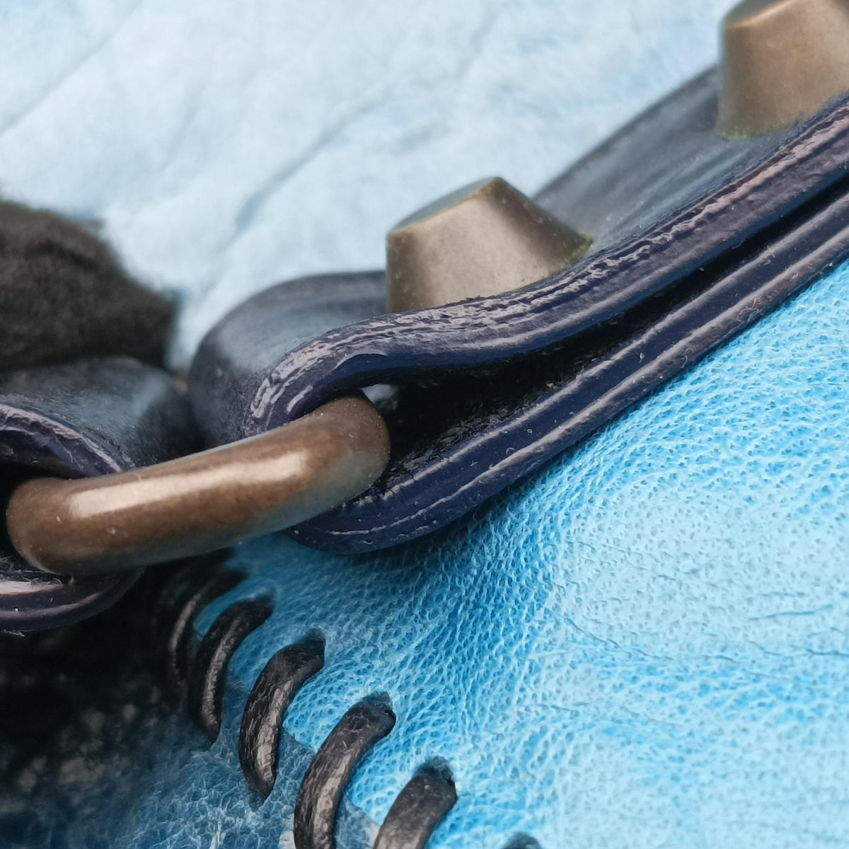 Vintage Balenciaga Sunday Tote Blue Leather  handbag | stylenewstar