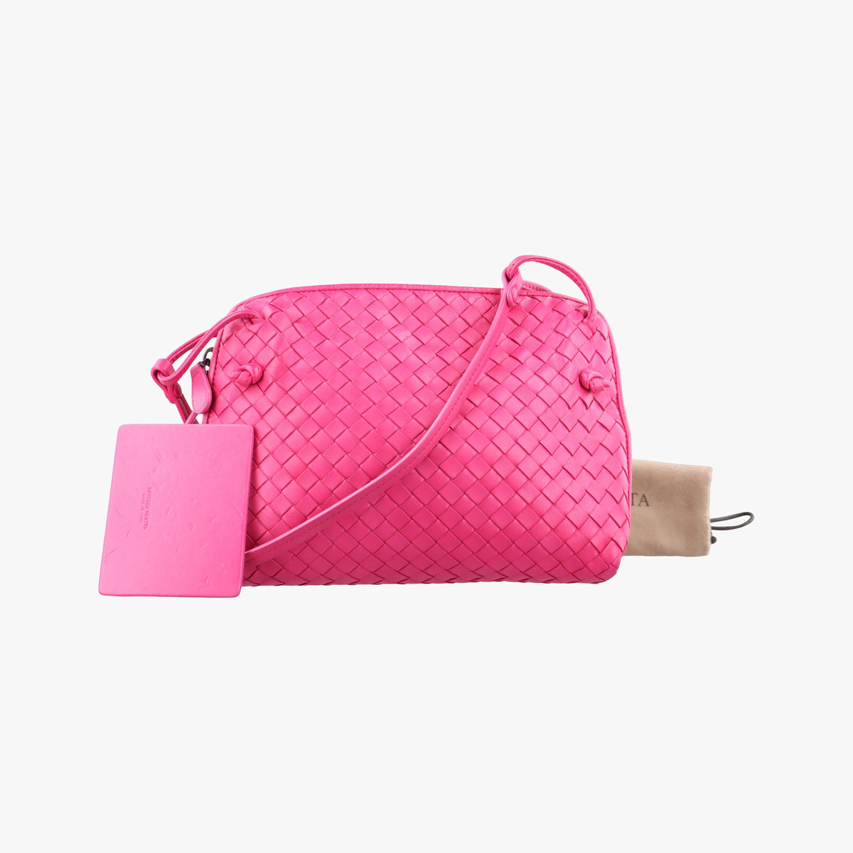 Pre-owned Bottega Veneta Nodini Intrecciato Pink Lambskin  shoulderbag | stylenewstar