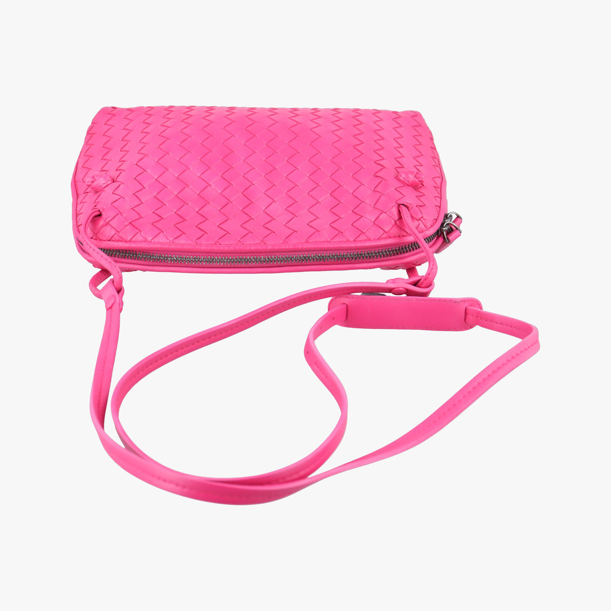 Pre-owned Bottega Veneta Nodini Intrecciato Pink Lambskin  shoulderbag | stylenewstar