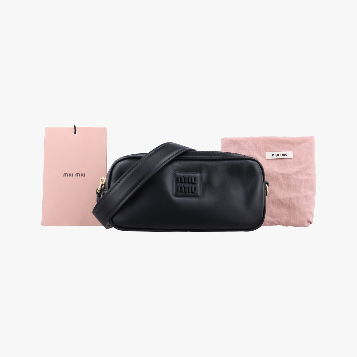 Vintage Miu Miu Logo belt Black leather  bum bag/waist bag | stylenewstar