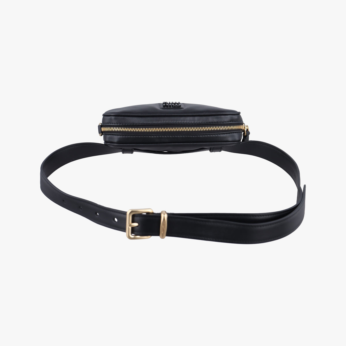 Vintage Miu Miu Logo belt Black leather  bum bag/waist bag | stylenewstar